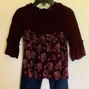 Toddler 2 piece Maroon Top Outfit